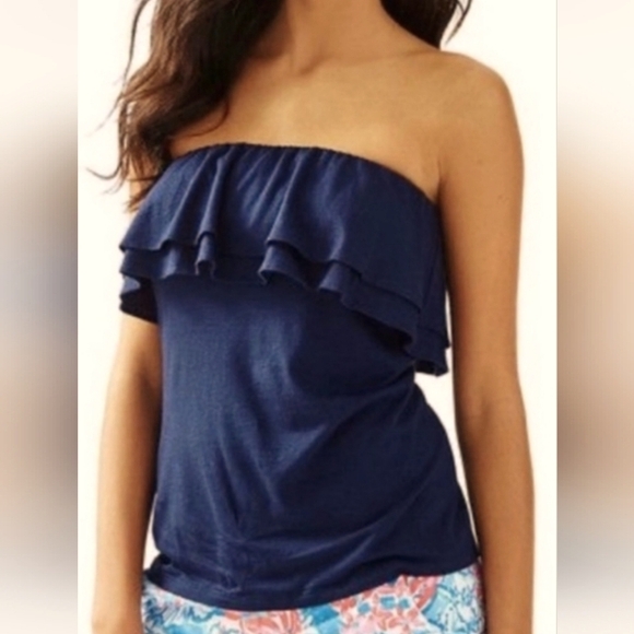 Lilly Pulitzer Tops - Strapless Rilo Tube Top, Navy Blue ⛓️